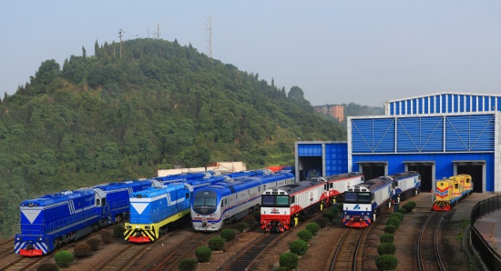 中車資陽機車有限公司交車線機車群。資陽市委宣傳部供圖