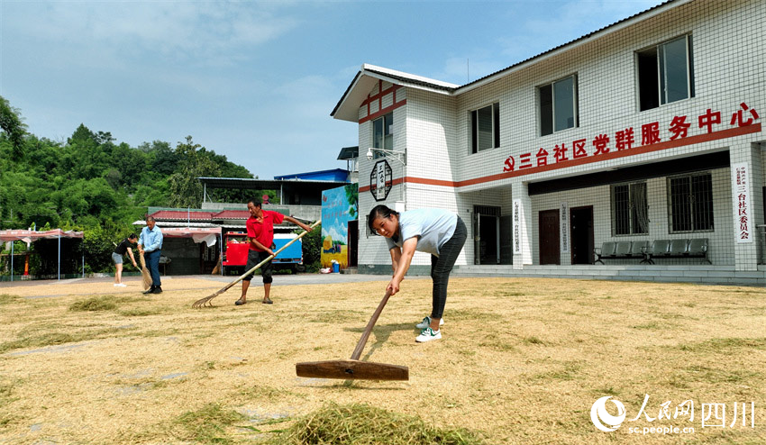 村委大院來曬糧。潘建勇攝